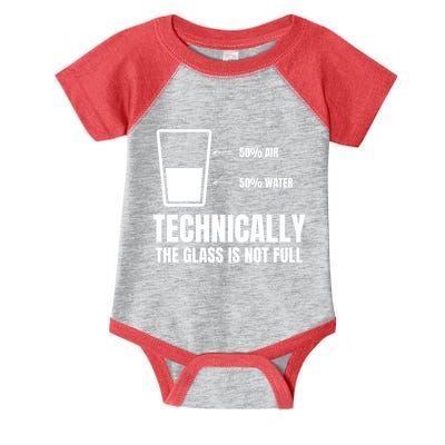 Glass Half Full Funny Technically Not Empty Sarcastic Infant Baby Jersey Bodysuit