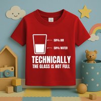Glass Half Full Funny Technically Not Empty Sarcastic Toddler T-Shirt