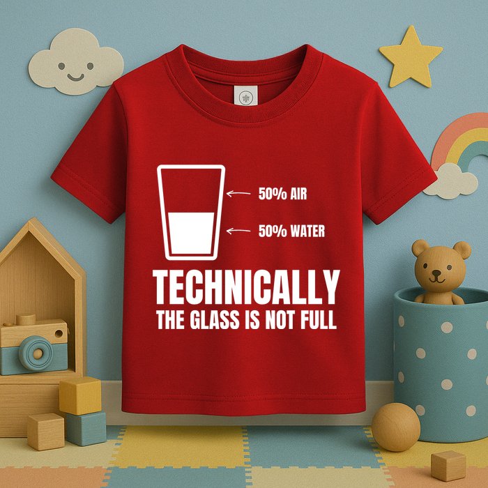 Glass Half Full Funny Technically Not Empty Sarcastic Toddler T-Shirt