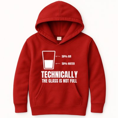 Glass Half Full Funny Technically Not Empty Sarcastic Kids Hoodie
