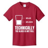 Glass Half Full Funny Technically Not Empty Sarcastic Kids T-Shirt