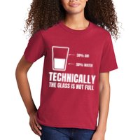 Glass Half Full Funny Technically Not Empty Sarcastic Kids T-Shirt