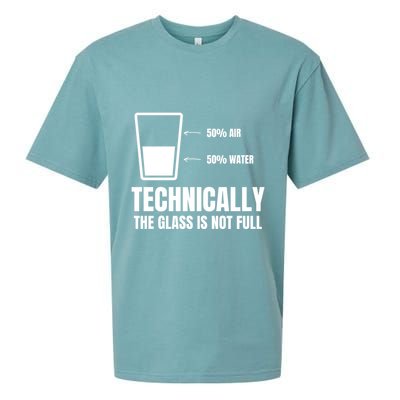 Glass Half Full Funny Technically Not Empty Sarcastic Sueded Cloud Jersey T-Shirt
