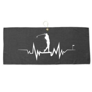 Golf Heartbeat Funny Design For Golfers Cool Gift Large Microfiber Waffle Golf Towel