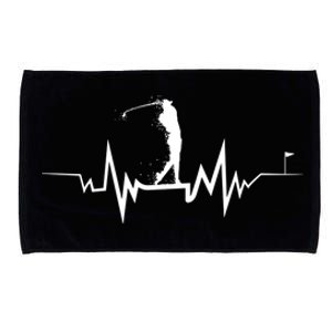 Golf Heartbeat Funny Design For Golfers Cool Gift Microfiber Hand Towel