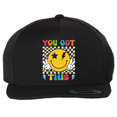 Groovy Hippie Face You Got This Motivational Testing Day Wool Snapback Cap