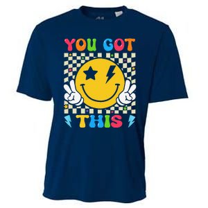 Groovy Hippie Face You Got This Motivational Testing Day Cooling Performance Crew T-Shirt