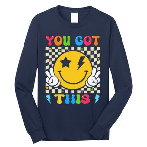 Groovy Hippie Face You Got This Motivational Testing Day Long Sleeve Shirt