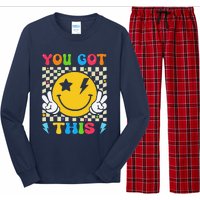 Groovy Hippie Face You Got This Motivational Testing Day Long Sleeve Pajama Set