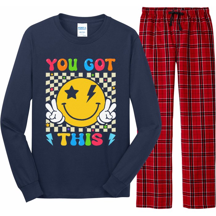 Groovy Hippie Face You Got This Motivational Testing Day Long Sleeve Pajama Set