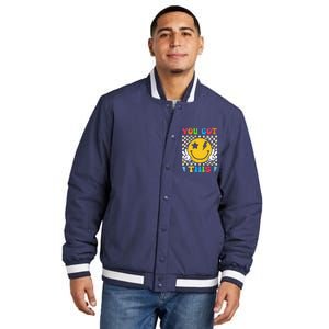 Groovy Hippie Face You Got This Motivational Testing Day Insulated Varsity Jacket