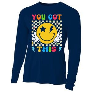 Groovy Hippie Face You Got This Motivational Testing Day Cooling Performance Long Sleeve Crew