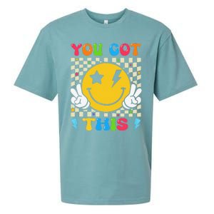 Groovy Hippie Face You Got This Motivational Testing Day Sueded Cloud Jersey T-Shirt