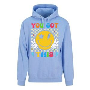 Groovy Hippie Face You Got This Motivational Testing Day Unisex Surf Hoodie