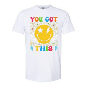 Groovy Hippie Face You Got This Motivational Testing Day Softstyle CVC T-Shirt