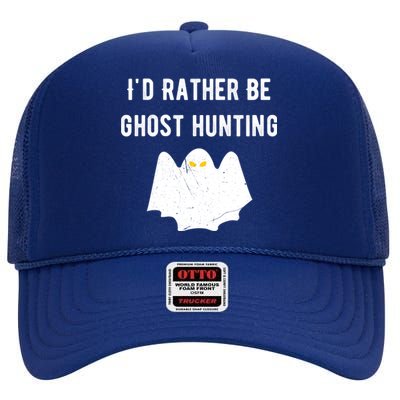 Ghost Hunter Funny Scary Haunted Spirit Chasing Paranormal Gift High Crown Mesh Back Trucker Hat