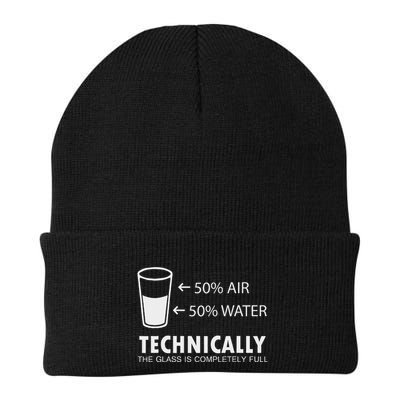 Glass Half Full Funny Techically Not Empty Sarcastic Knit Cap Winter Beanie