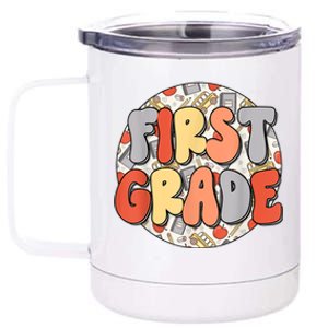 Groovy Happy First Day Of School Back To School Teacher Kids 12 oz Stainless Steel Tumbler Cup