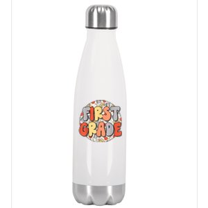 Groovy Happy First Day Of School Back To School Teacher Kids Stainless Steel Insulated Water Bottle