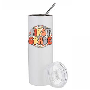 Groovy Happy First Day Of School Back To School Teacher Kids Stainless Steel Tumbler