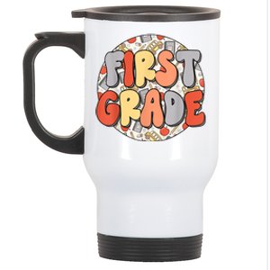 Groovy Happy First Day Of School Back To School Teacher Kids Stainless Steel Travel Mug