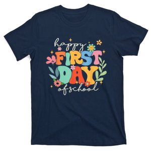 Groovy Happy First Day Of School Back To School Teacher Kids T-Shirt