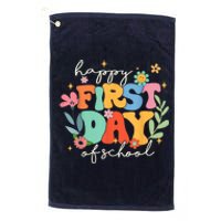 Groovy Happy First Day Of School Back To School Teacher Kids Platinum Collection Golf Towel