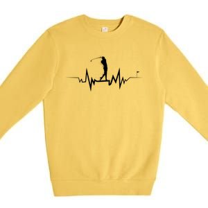 Golf Heartbeat Funny Design For Golfers Gift Premium Crewneck Sweatshirt