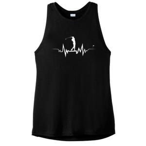 Golf Heartbeat Funny Design For Golfers Gift Ladies PosiCharge Tri-Blend Wicking Tank