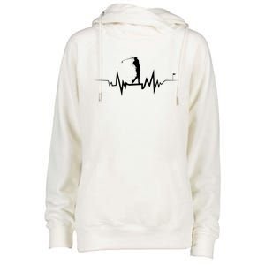 Golf Heartbeat Funny Design For Golfers Gift Womens Funnel Neck Pullover Hood