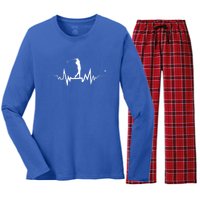 Golf Heartbeat Funny Design For Golfers Gift Women's Long Sleeve Flannel Pajama Set 