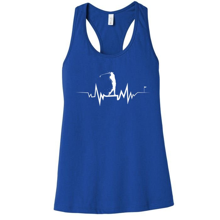 Golf Heartbeat Funny Design For Golfers Gift Women's Racerback Tank