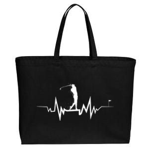 Golf Heartbeat Funny Design For Golfers Gift Cotton Canvas Jumbo Tote