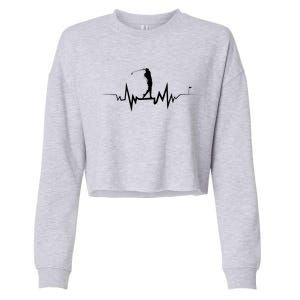 Golf Heartbeat Funny Design For Golfers Gift Cropped Pullover Crew