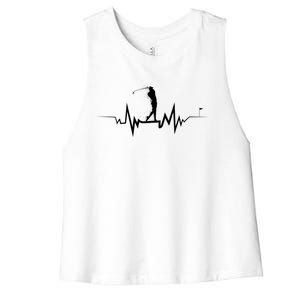 Golf Heartbeat Funny Design For Golfers Gift Women's Racerback Cropped Tank