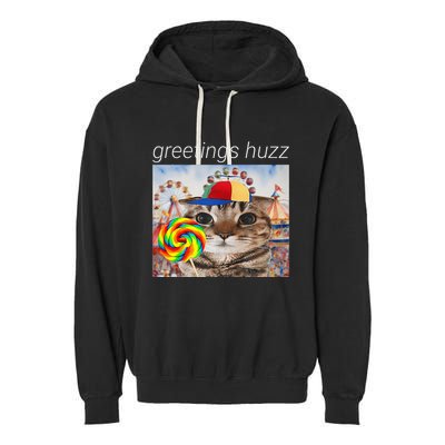 Greetings Huzz Funny Gen Z Gen Alpha Silly Cat Lollipop Meme Garment-Dyed Fleece Hoodie
