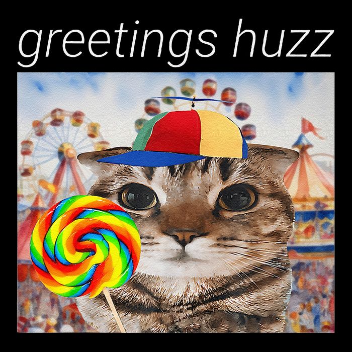 Greetings Huzz Funny Gen Z Gen Alpha Silly Cat Lollipop Meme Flexfit Unipanel Trucker Cap
