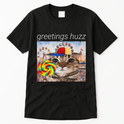 Greetings Huzz Funny Gen Z Gen Alpha Silly Cat Lollipop Meme Tall T-Shirt