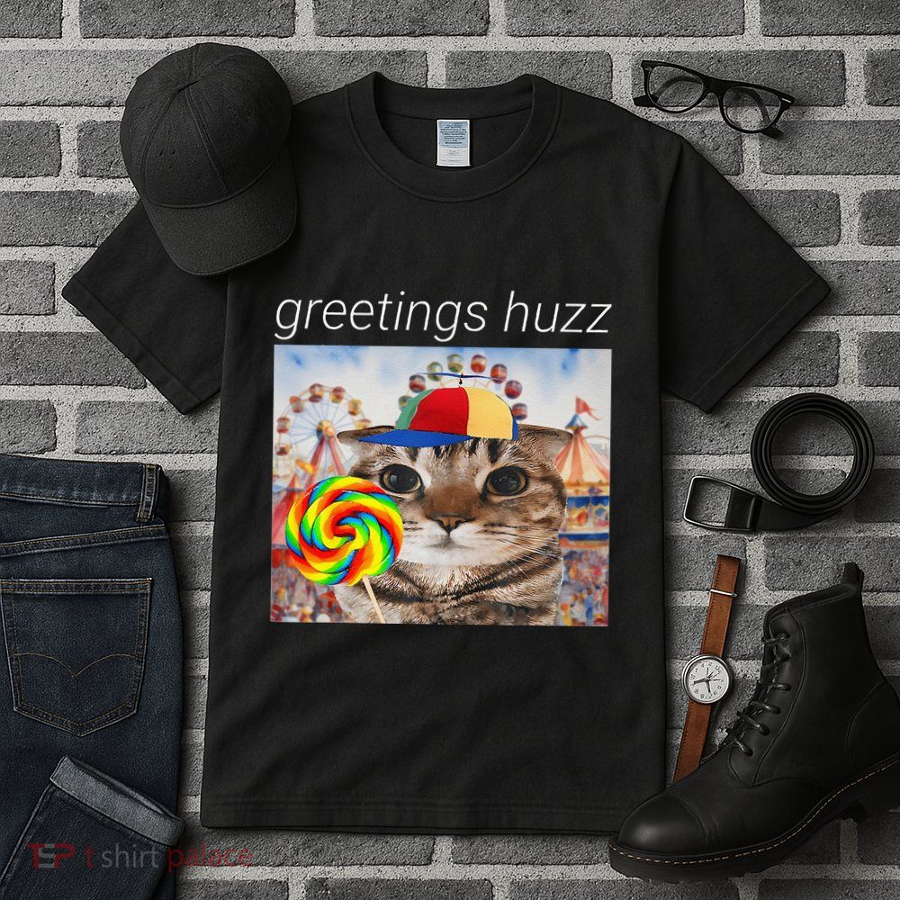 Greetings Huzz Funny Gen Z Gen Alpha Silly Cat Lollipop Meme Tall T-Shirt