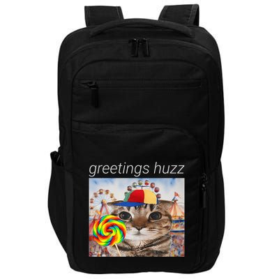 Greetings Huzz Funny Gen Z Gen Alpha Silly Cat Lollipop Meme Impact Tech Backpack