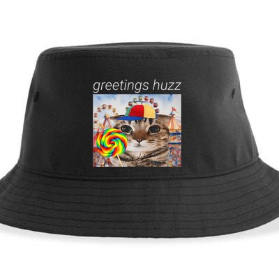Greetings Huzz Funny Gen Z Gen Alpha Silly Cat Lollipop Meme Sustainable Bucket Hat