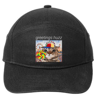 Greetings Huzz Funny Gen Z Gen Alpha Silly Cat Lollipop Meme 7-Panel Snapback Hat