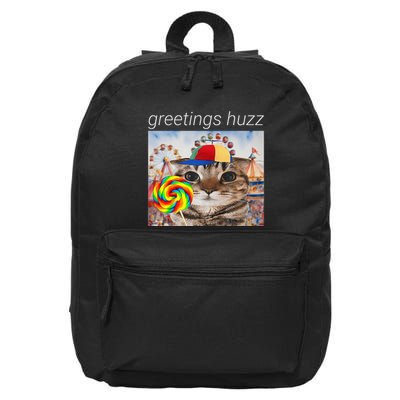 Greetings Huzz Funny Gen Z Gen Alpha Silly Cat Lollipop Meme 16 in Basic Backpack