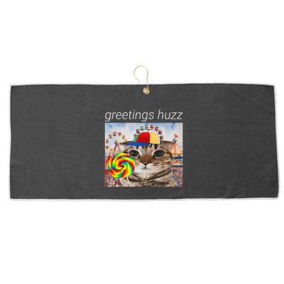 Greetings Huzz Funny Gen Z Gen Alpha Silly Cat Lollipop Meme Large Microfiber Waffle Golf Towel