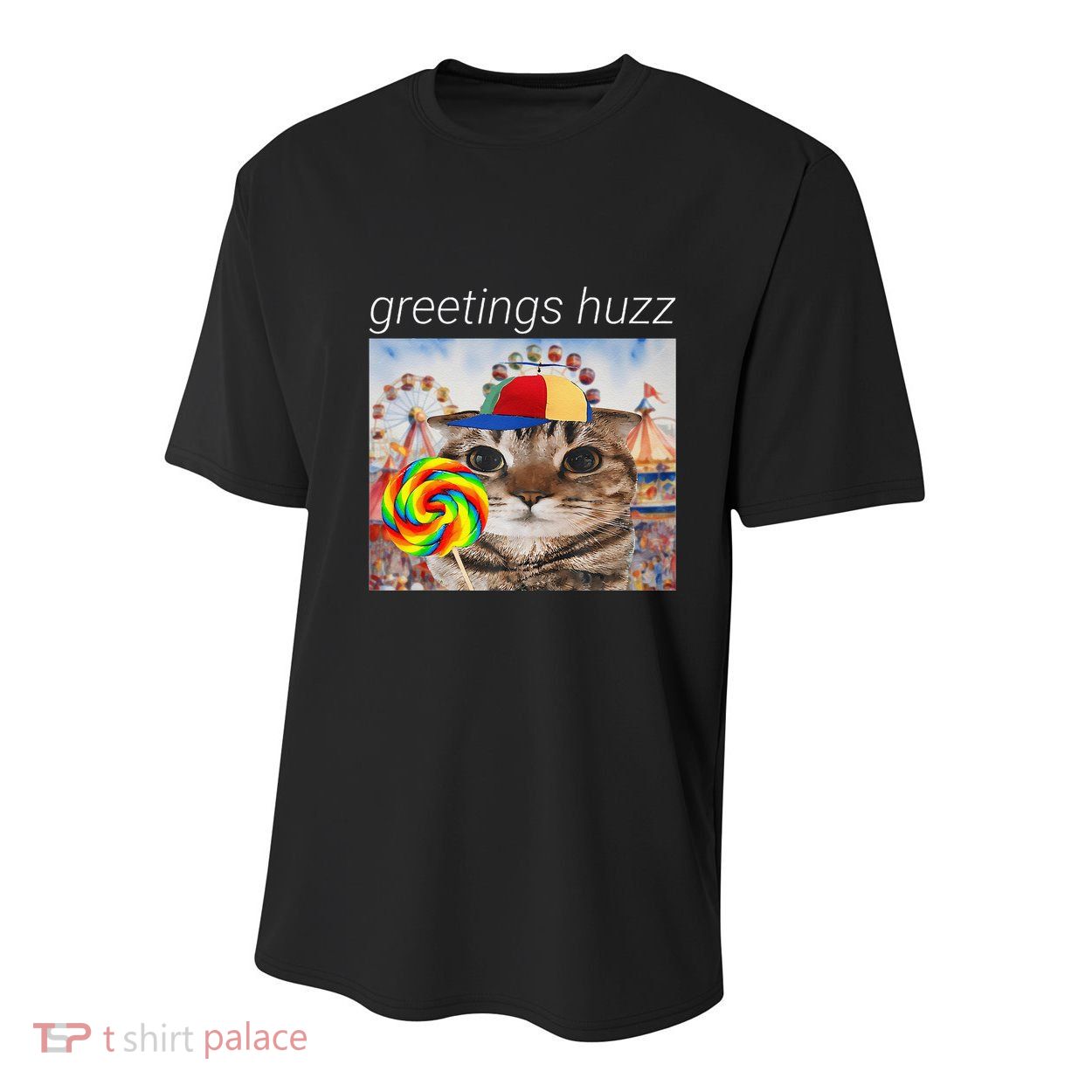 Greetings Huzz Funny Gen Z Gen Alpha Silly Cat Lollipop Meme Youth Performance Sprint T-Shirt