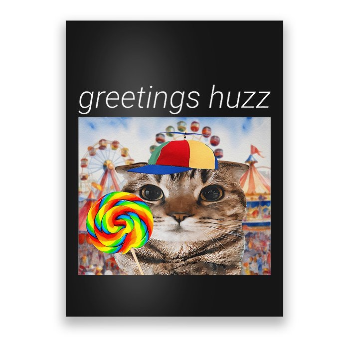 Greetings Huzz Funny Gen Z Gen Alpha Silly Cat Lollipop Meme Poster