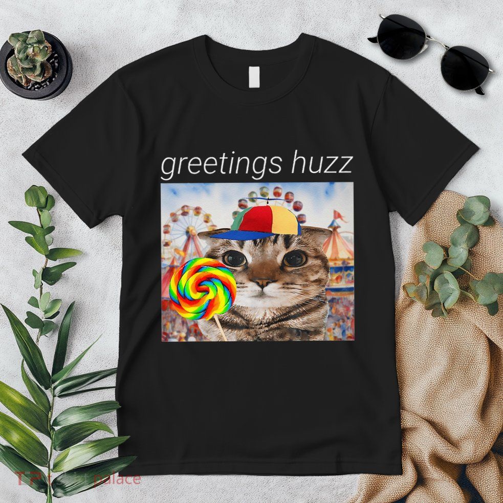 Greetings Huzz Funny Gen Z Gen Alpha Silly Cat Lollipop Meme Premium T-Shirt