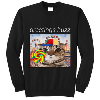 Greetings Huzz Funny Gen Z Gen Alpha Silly Cat Lollipop Meme Tall Sweatshirt