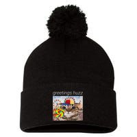 Greetings Huzz Funny Gen Z Gen Alpha Silly Cat Lollipop Meme Pom Pom 12in Knit Beanie