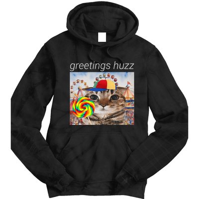 Greetings Huzz Funny Gen Z Gen Alpha Silly Cat Lollipop Meme Tie Dye Hoodie